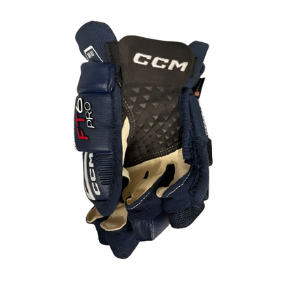 CCM Jetspeed FT6 Pro Hockey Gloves Junior 2023 navy/white front (palm) of right glove