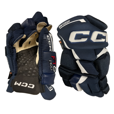 CCM Jetspeed FT6 Pro Hockey Gloves Junior 2023 navy/white front (palm) of right glove and back of left glove