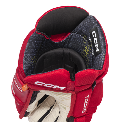 CCM Tacks XF Pro Hockey Gloves Junior 2024 red/white inside of right glove