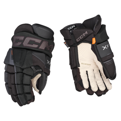 CCM Tacks XF Pro Hockey Gloves Junior 2024 black/graphite back of right glove and front (palm) of left glove