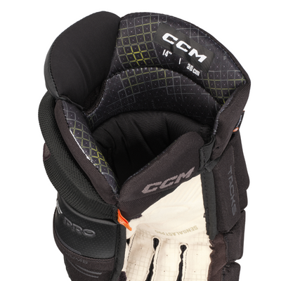 CCM Tacks XF Pro Hockey Gloves Junior 2024 black/graphite inside of right glove