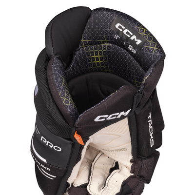 CCM Tacks XF Pro Hockey Gloves Junior 2024 black/white inside of right glove