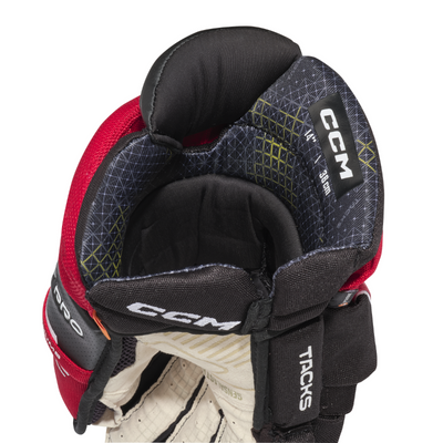 CCM Tacks XF Pro Hockey Gloves Junior 2024 black/red/white inside of right glove