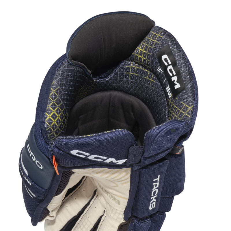 CCM Tacks XF Pro Hockey Gloves Junior 2024 navy/white inside of right glove