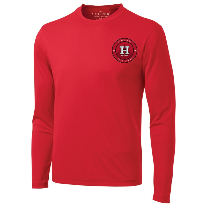 HLL Baseball Team Apparel HLL ATC Performance Polyester Long Sleeve Tee Small Logo Adult Red