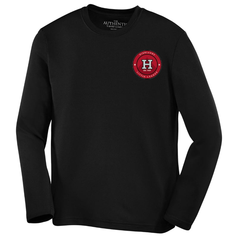 HLL Baseball Team Apparel HLL ATC Performance Polyester Long Sleeve Tee Small Logo Youth Black