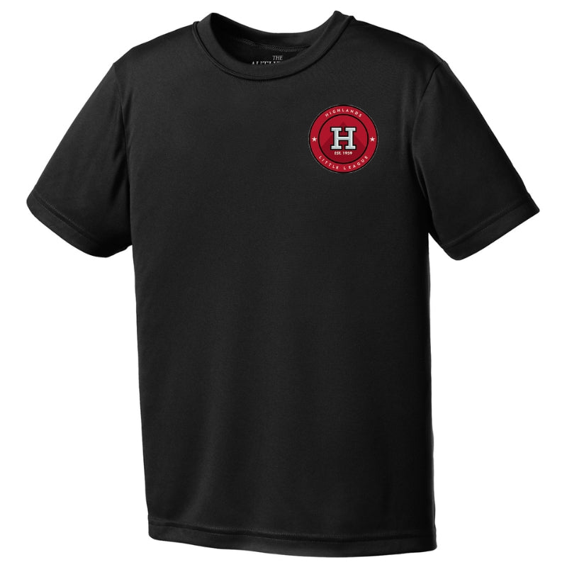 HLL Baseball Team Apparel HLL ATC Performance Polyester Short Sleeve Tee Small Logo Youth Black