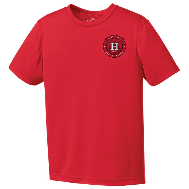 HLL Baseball Team Apparel HLL ATC Performance Polyester Short Sleeve Tee Small Logo Youth Red