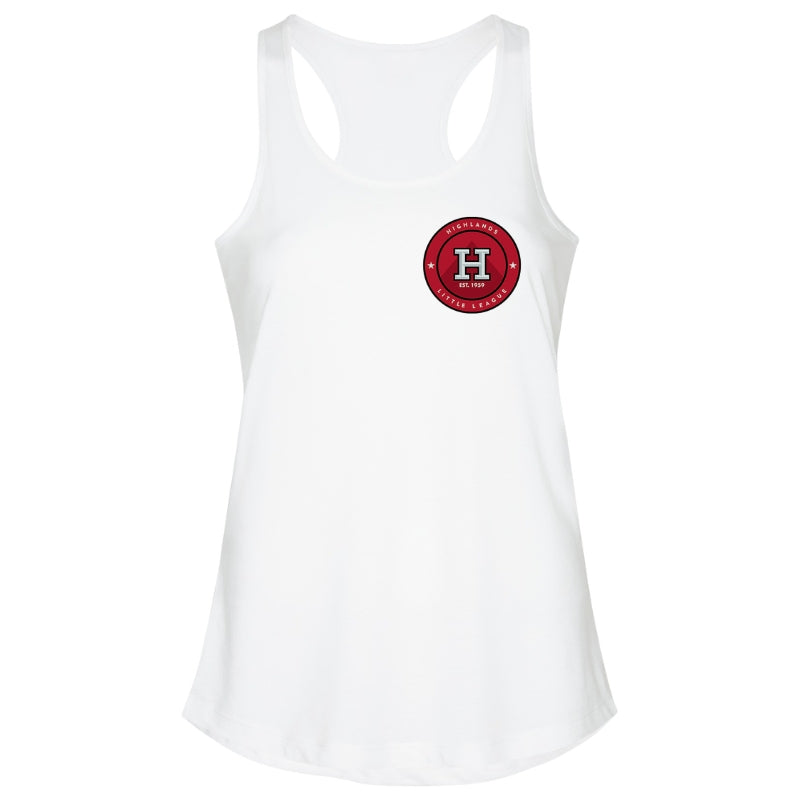 HLL Baseball Team Apparel HLL ATC Pro Spun Raceback Tank Small Round Logo Women White