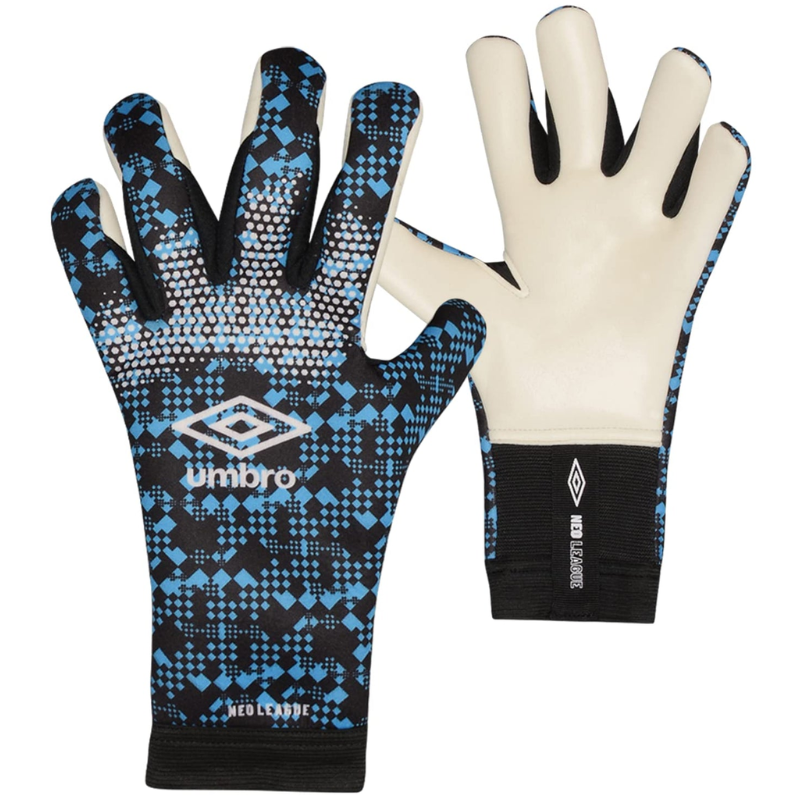 Umbro Neo League Goalkeeper Gloves Youth Black/Blue/White back and front/palm