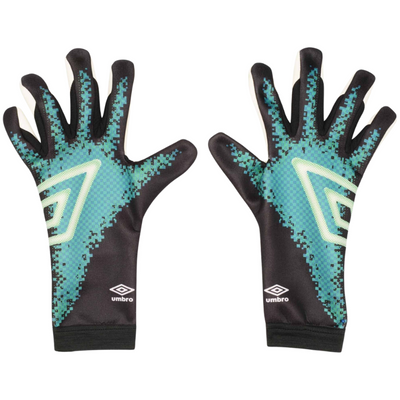 Umbro Neo League Goalkeeper Gloves Junior Black/White/Aqua back of both gloves