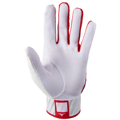 Mizuno Baseball Batting Gloves Mizuno MVP Adult white/red front (palm)