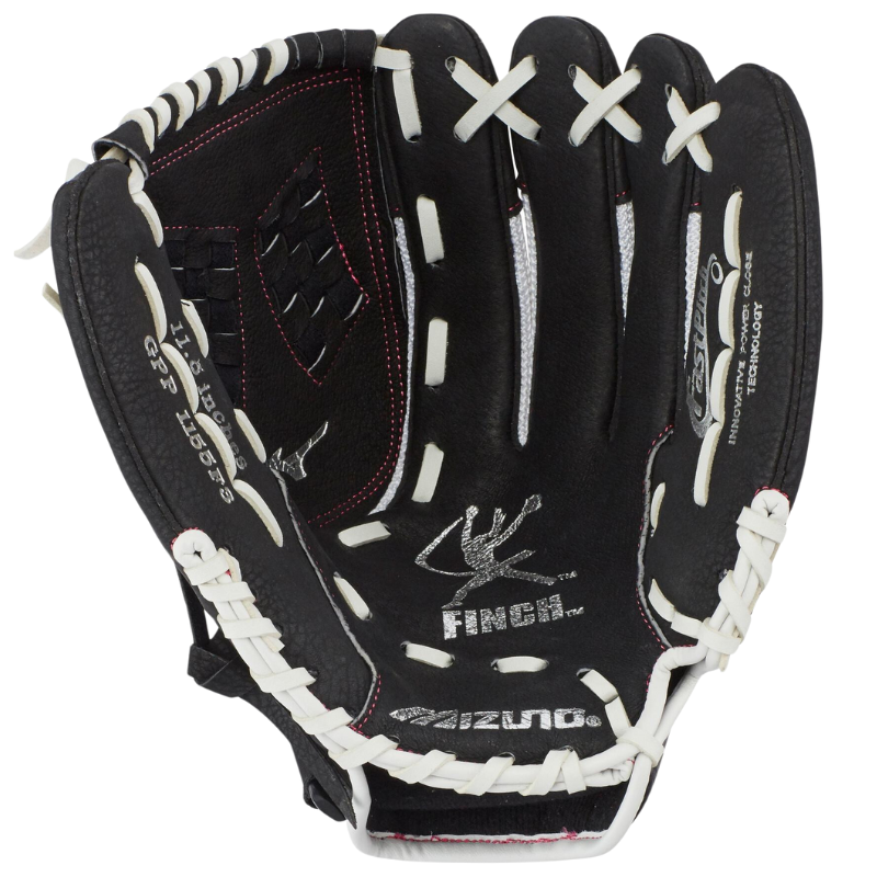 Mizuno Fastpitch Glove Mizuno Prospect Finch 11.5-inch Youth black/white front (palm) pointing up