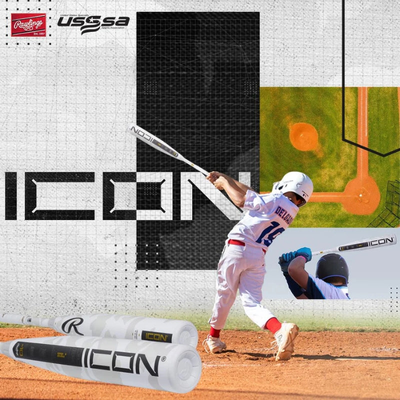 Rawlings Baseball Bats Rawlings Icon 2-3/4 Barrel (-10) USSSA Baseball Bat Youth Icon Bat Banner