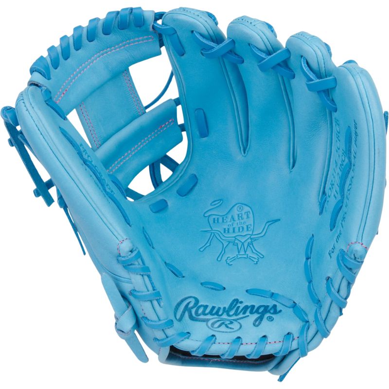 Rawlings Baseball Gloves Rawlings Heart of the Hide 11.5-inch Columbia Blue Infield Adult Blue/Pink front (palm)