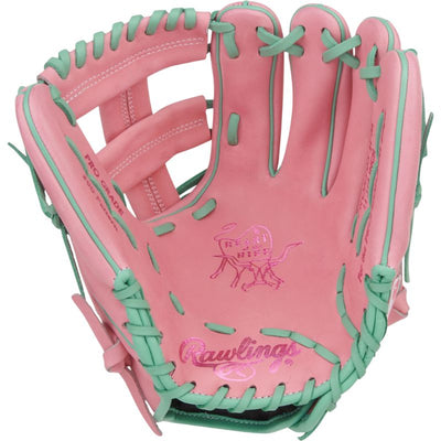 Rawlings Baseball Gloves Rawlings Heart of the Hide 11.75-inch Pink Infield Adult Pink/Mint front (palm)