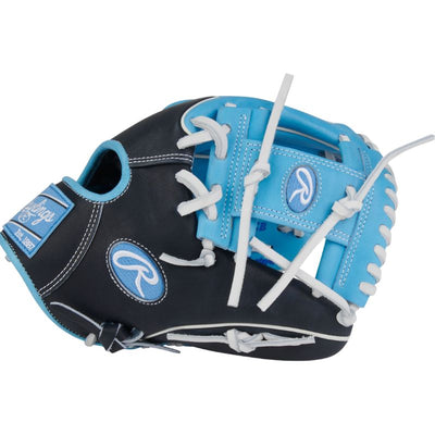 Rawlings Baseball Gloves Rawlings Heart of the Hide 11.75-inch Wing Tip Infield Adult Blue/Black/White side showing webbing