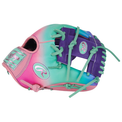 Rawlings Baseball Gloves Rawlings Heart of the Hide Fun Burst 11.5 inch Infield Baseball Glove Purple Mint Pink