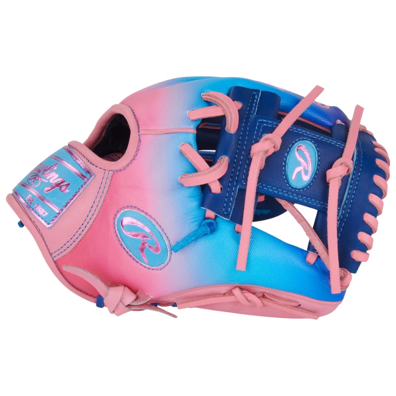 Rawlings Baseball Gloves Rawlings Heart of the Hide Fun Burst 11.5 inch Infield Baseball Glove Royal Columbia Blue Pink