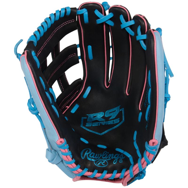 Rawlings Baseball Gloves Rawlings R9 Series 12.75" (2026) Youth Adult R93029-6BP Black/Columbia Blue/Pink RHT