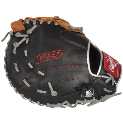 Rawlings First Base Mitt Rawlings R9 Contour Youth 12" black/tan back pointing left