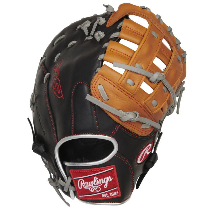 Rawlings First Base Mitt Rawlings R9 Contour Youth 12" black/tan back pointing up