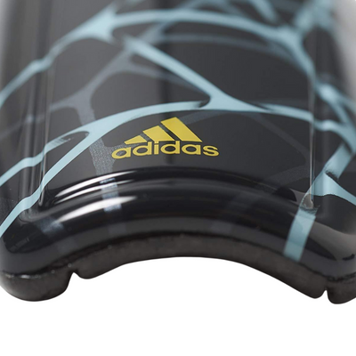 Adidas Messi 10 Shin Guards close-up of Adidas logo