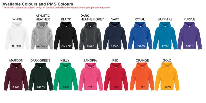 WVLL ATC Every Day Fleece Hoodie- Small Logo- Youth available colours
