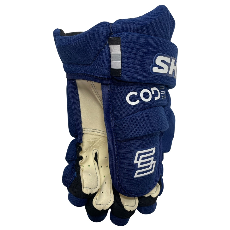 Sherwood Code Encrypt Pro Hockey Gloves VAN OFF Junior Royal front (palm) of left glove