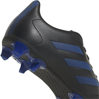 Adidas Goletto VIII FG Soccer Cleats Black/Blue Junior close-up of back half showing studs