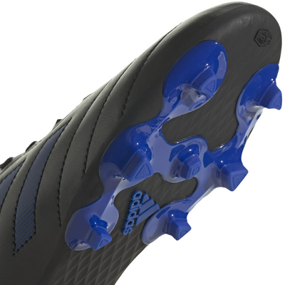Adidas Goletto VIII FG Soccer Cleats Black/Blue Junior close-up of front half showing studs