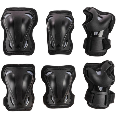 Rollerblade Skate Gear 3-pack Inline Pad Set Large Men's Women's front of 2 knee pads, 2 elbow pads, and 2 wrist guards