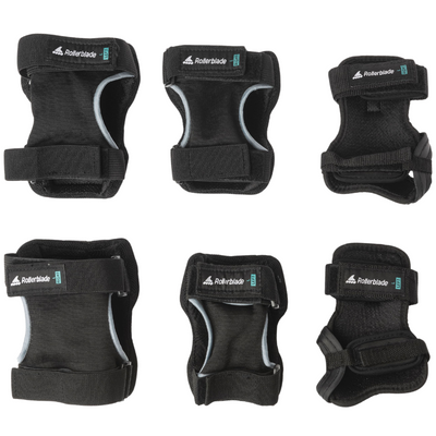 Rollerblade Skate Gear 3-pack Inline Pad Set Large Men's Women's back showing straps for 2 knee pads, 2 elbow pads, and 2 wrist guards