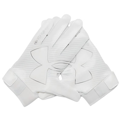 Under Armour Football Accessories Under Armour F9 Nitro Football Gloves Youth White Gray Silver Medium Large