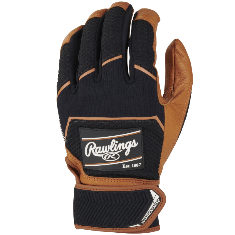 Rawlings Workhorse Pro Baseball Batting Gloves Adult black/caramel back