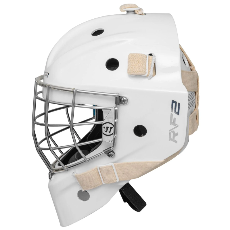 Warrior Goalie Masks Warrior R/F2 E+ Certified Square Bar (2023) Junior White side facing left
