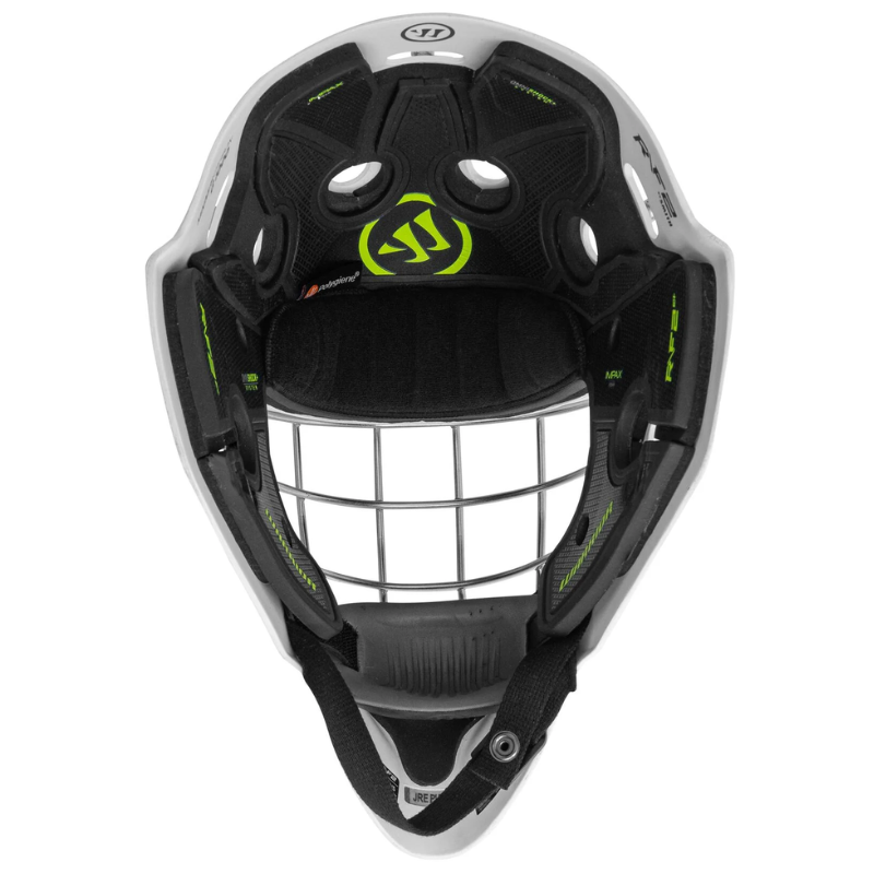 Warrior Goalie Masks Warrior R/F2 E+ Certified Square Bar (2023) Senior White back showing interior