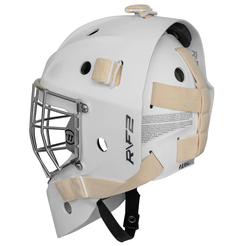 Warrior Goalie Masks Warrior R/F2 E+ Certified Square Bar (2023) Senior White back side facing left