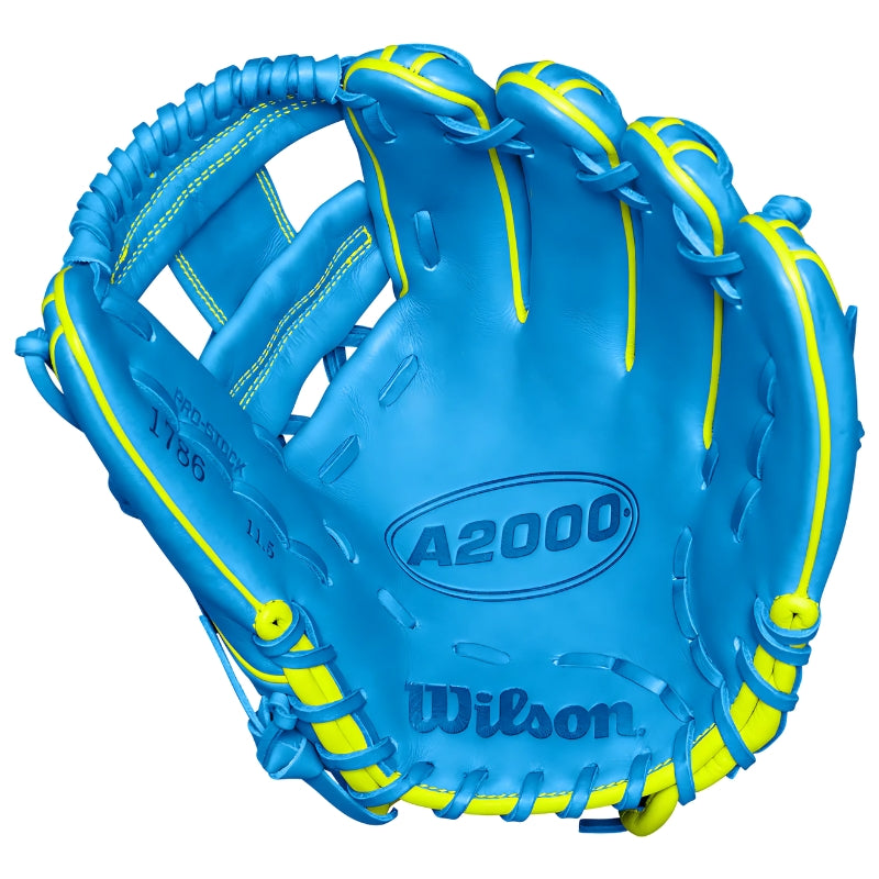 Wilson Baseball Gloves Wilson A2000 1786 11.5 inch Infield Baseball Glove Youth 2024 Sky Blue Optic Yellow
