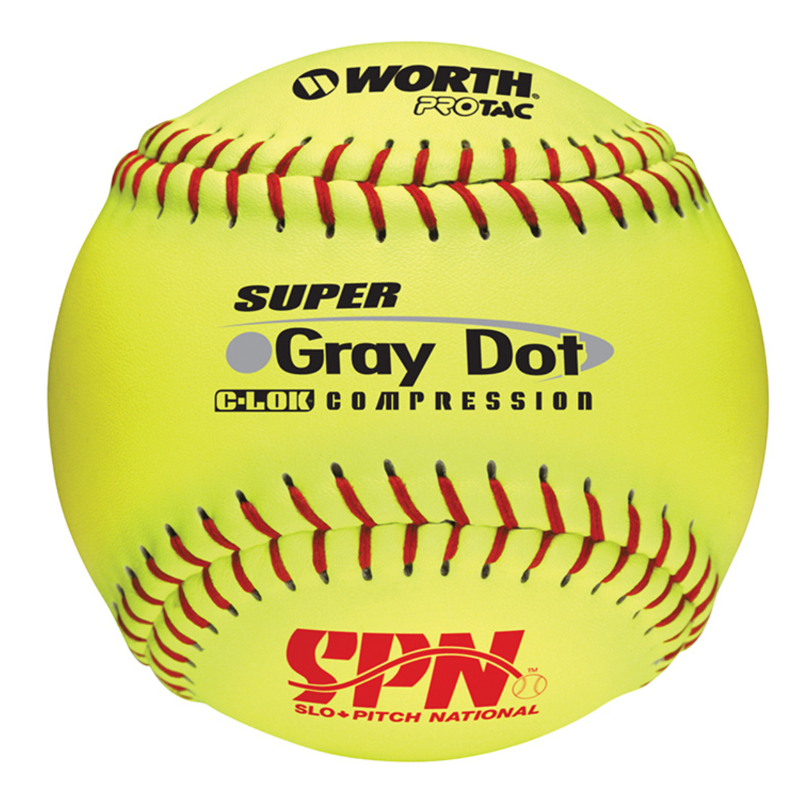 Worth Baseball Accessories Worth Yellow Gray Dot 12 inch .40COR Soft Ball YS40RSS3