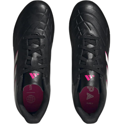 Adidas Copa Pure.4 FXG Soccer Cleats Junior Core Black/Zero Metallic/Team Shock Pink 2 top of both shoes pointing up