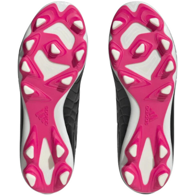 Adidas Copa Pure.4 FXG Soccer Cleats Junior Core Black/Zero Metallic/Team Shock Pink 2 bottom of both shoes pointing up