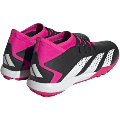 Adidas Predator Accuracy.3 Soccer Turf Boots Black/White/Pink Junior side/back of both shoes pointing to the upper-right