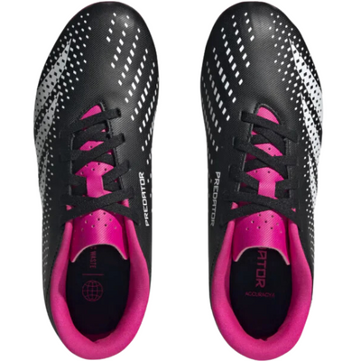 Adidas Predator Accuracy.4 FxG Soccer Cleats Junior Core Black/Cloud White/Team Shock Pink 2 top of both shoes pointing up