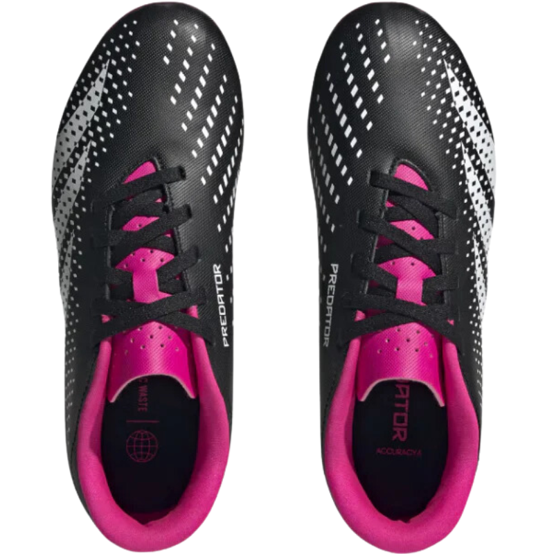 Adidas Predator Accuracy.4 FxG Soccer Cleats Junior Core Black/Cloud White/Team Shock Pink 2 top of both shoes pointing up