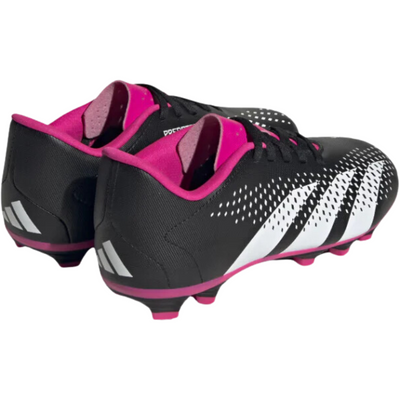 Adidas Predator Accuracy.4 FxG Soccer Cleats Junior Core Black/Cloud White/Team Shock Pink 2 side/back of both shoes pointing to the upper-right
