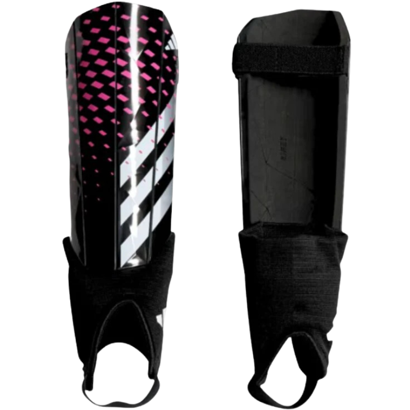 Adidas Predator Match Soccer Shin Guards Black/White/Pink front and back