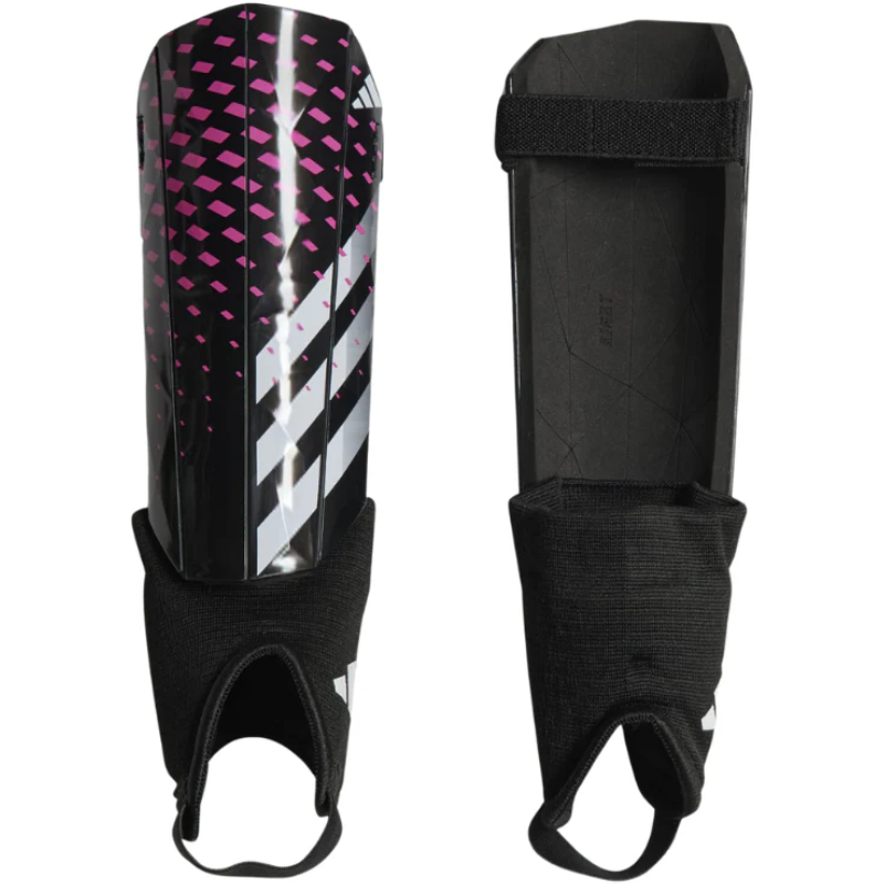 Adidas Predator Match Soccer Shin Guards Black/White/Pink Youth front and back