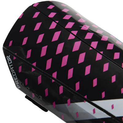 Adidas Predator Match Soccer Shin Guards Black/White/Pink Youth close-up of hard shell