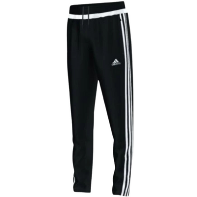 Adidas Tiro 15 Training Pants Black/White Youth front showing white logo under left pocket